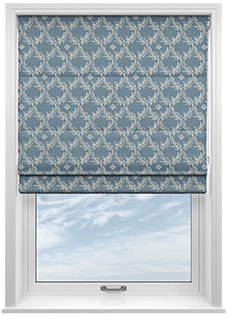 Trellis Prints, Vine and Bloom Raffs Blue - Twist&Fit Roman Blind